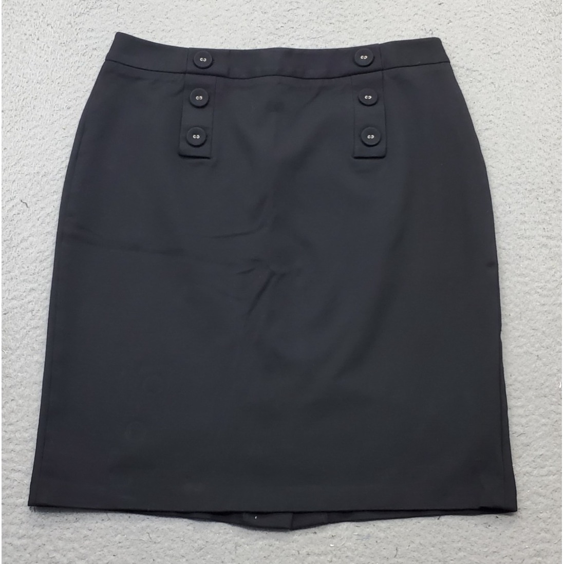 Talbots Pencil Skirt Womens 10 Black Rayon Stretch Slim Fit Single Vent Back Zip
